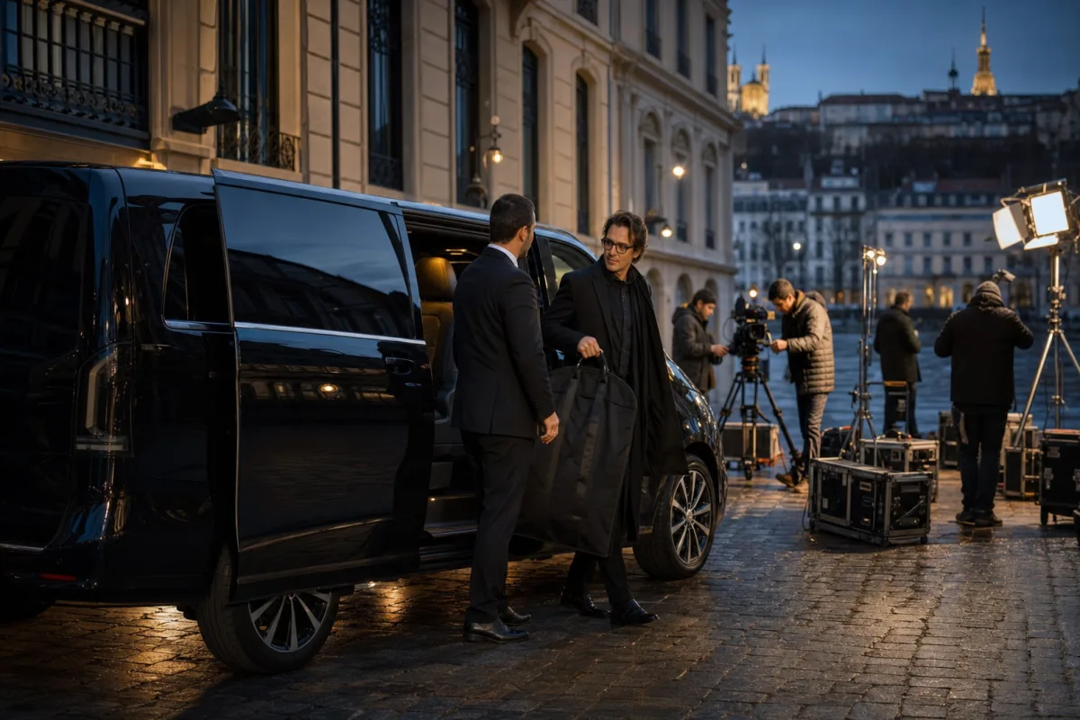 Van avec chauffeur mobilisé pour un tournage à Lyon